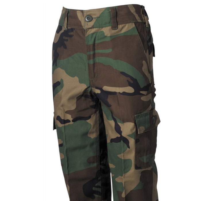 MFH US BDU children's trousers, side leg pockets with flap and button